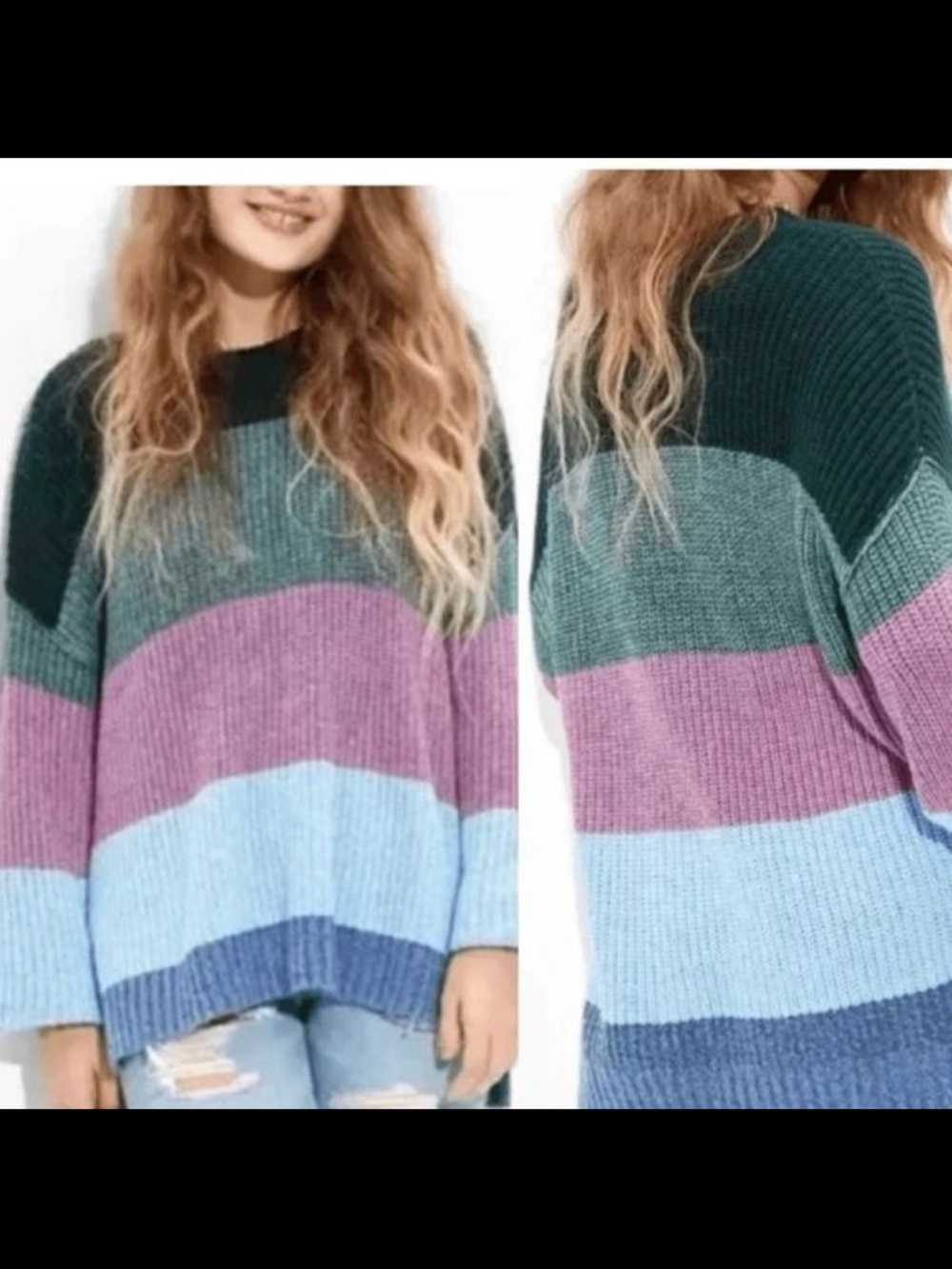 American Eagle AE Dreamspun Cozy Colorblock Knit Sweater Womens XS